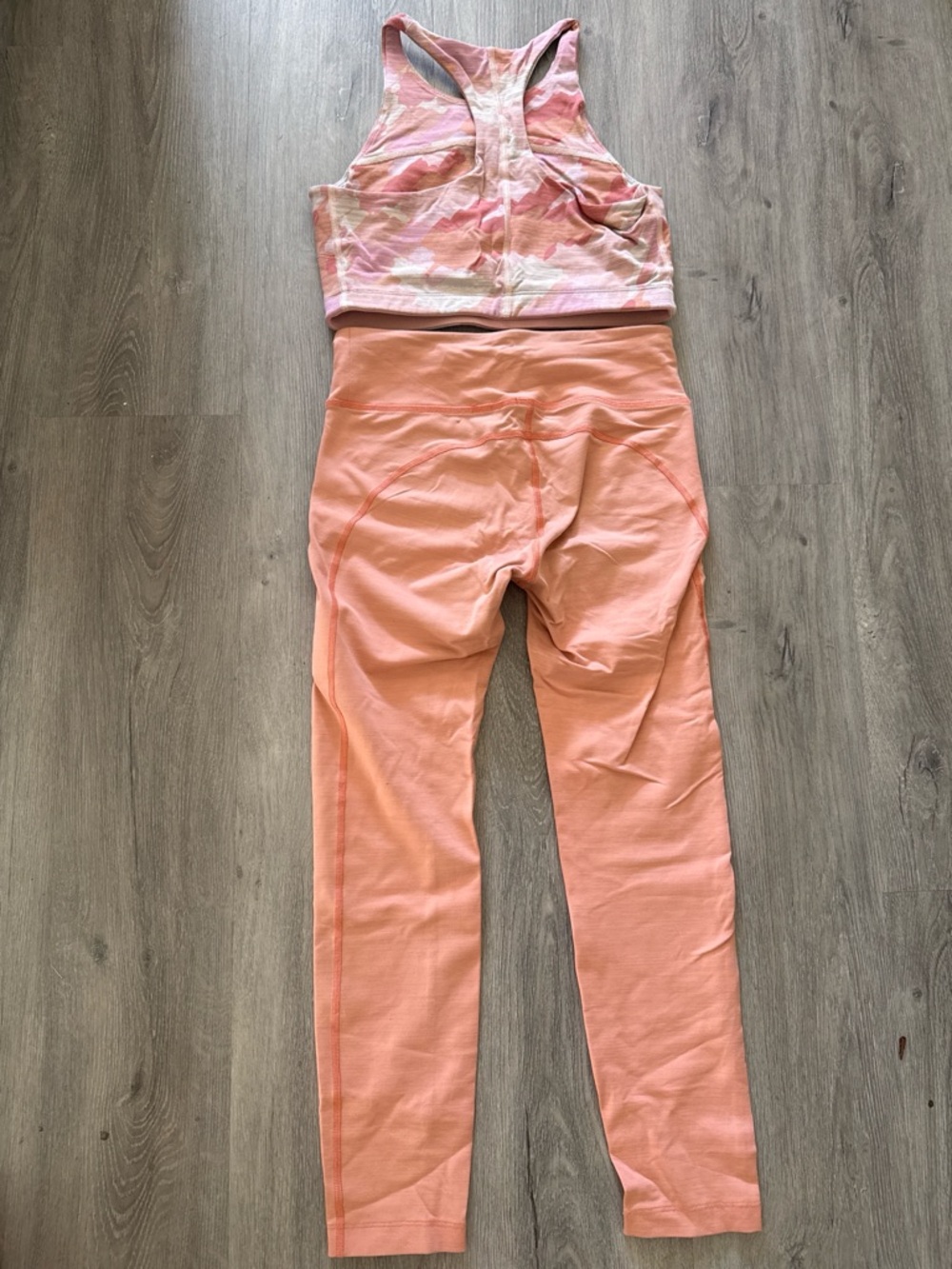 Outdoor Voices Set: Peach Leggings with pink and peach crop tank (built in bra) - Picture 4 of 8